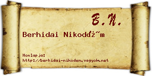 Berhidai Nikodém névjegykártya